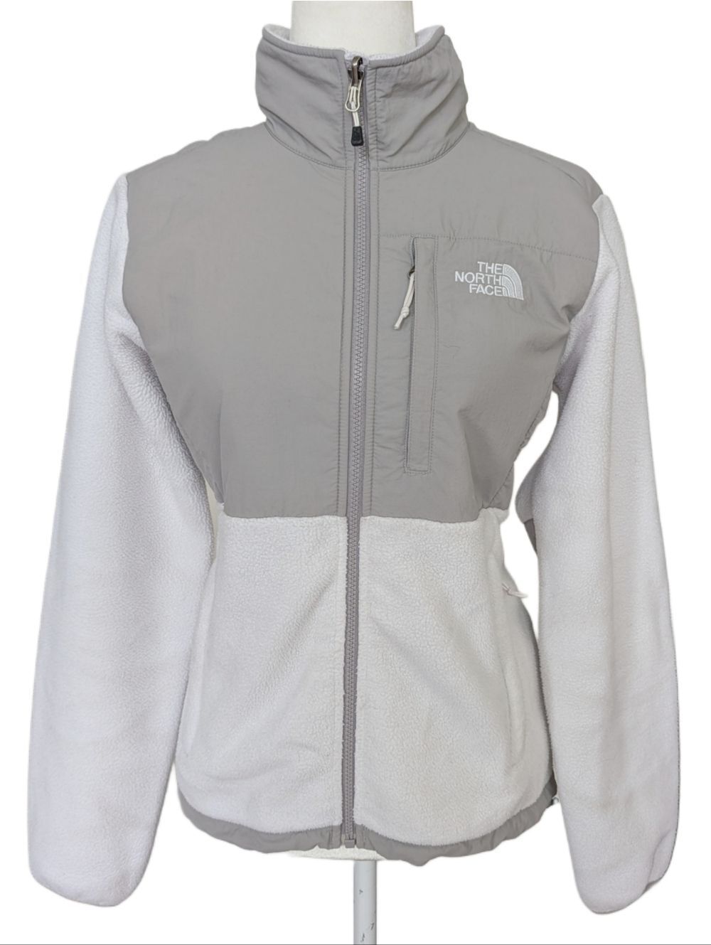 The North Face Womens Vintage Denali White Light Gray Fleece Jacket Size Small